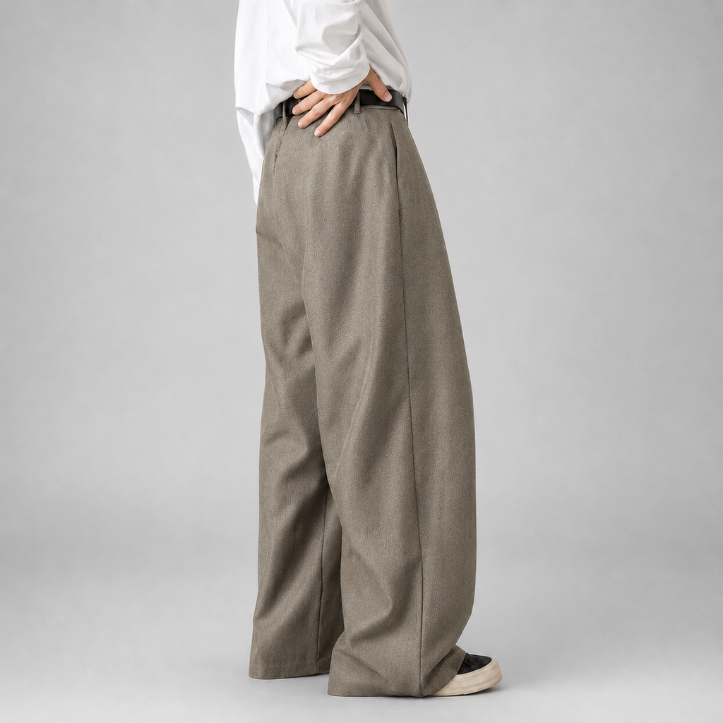 Men's High-Waisted Pleated Wide-Leg Pants