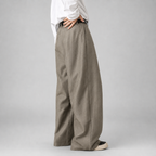 Men's High-Waisted Pleated Wide-Leg Pants