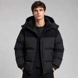 Men’s Hooded Puffer Jacket with Zip Front