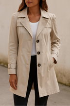 Women’s Long Button-Front Trench Coat