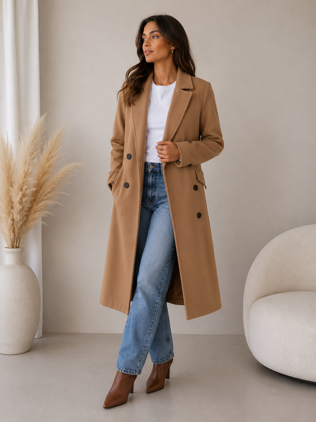 Women's Long Double-Breasted Coat