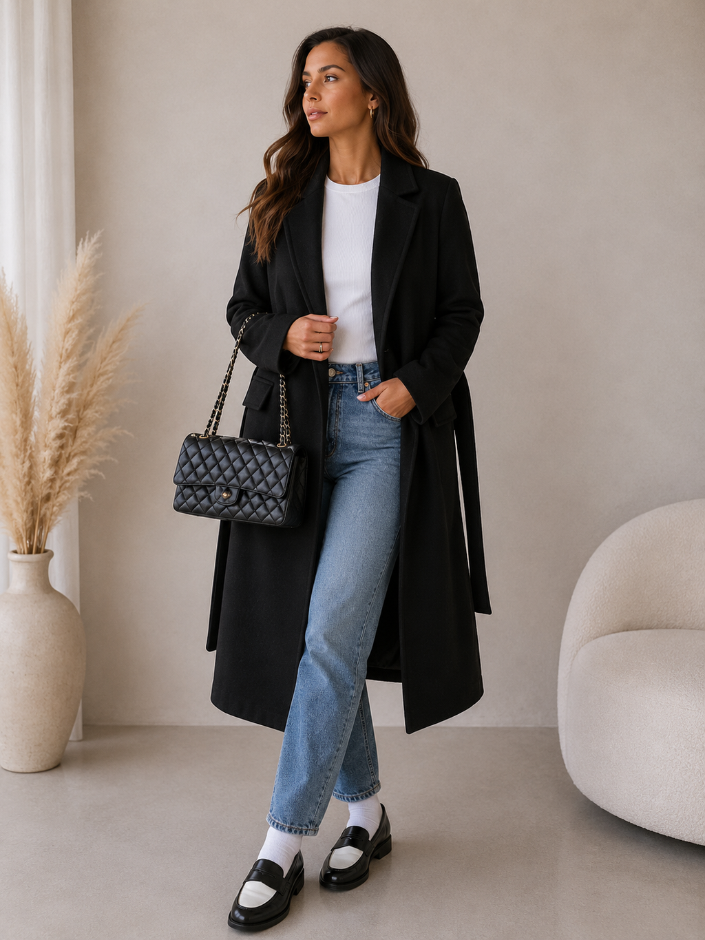 Women's Long Double-Breasted Coat