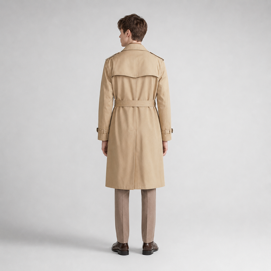 Men’s Double-Breasted Trench Coat with Belt