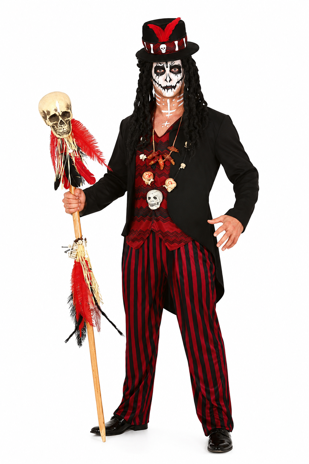 Men's Gothic Skull Costume With Top Hat