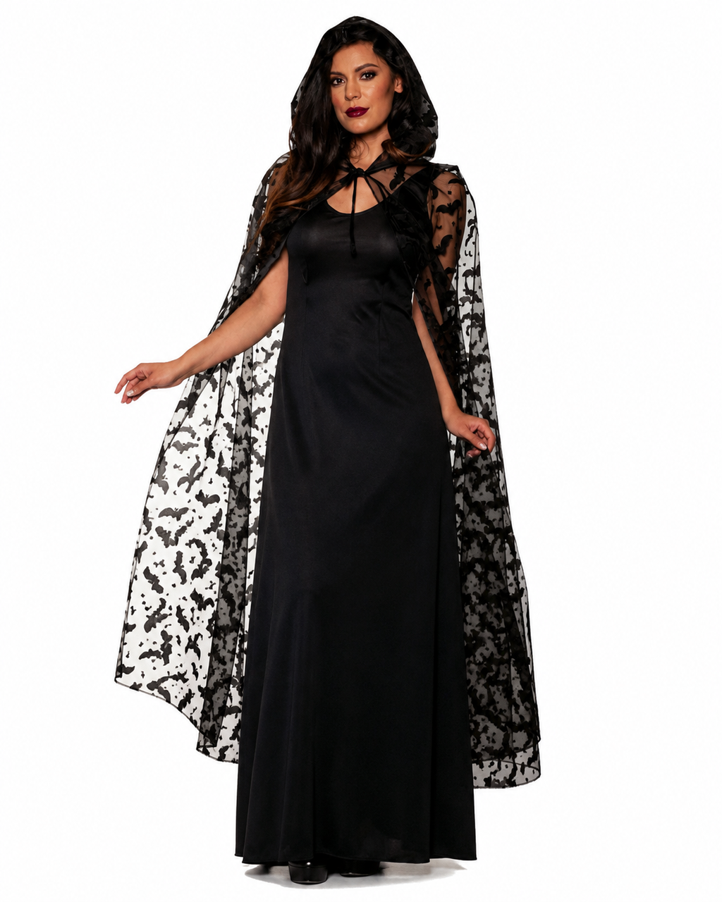 Women's Gothic Bat Cape Costume With Hood