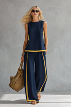 Women’s Pant Set with Contrast Trim