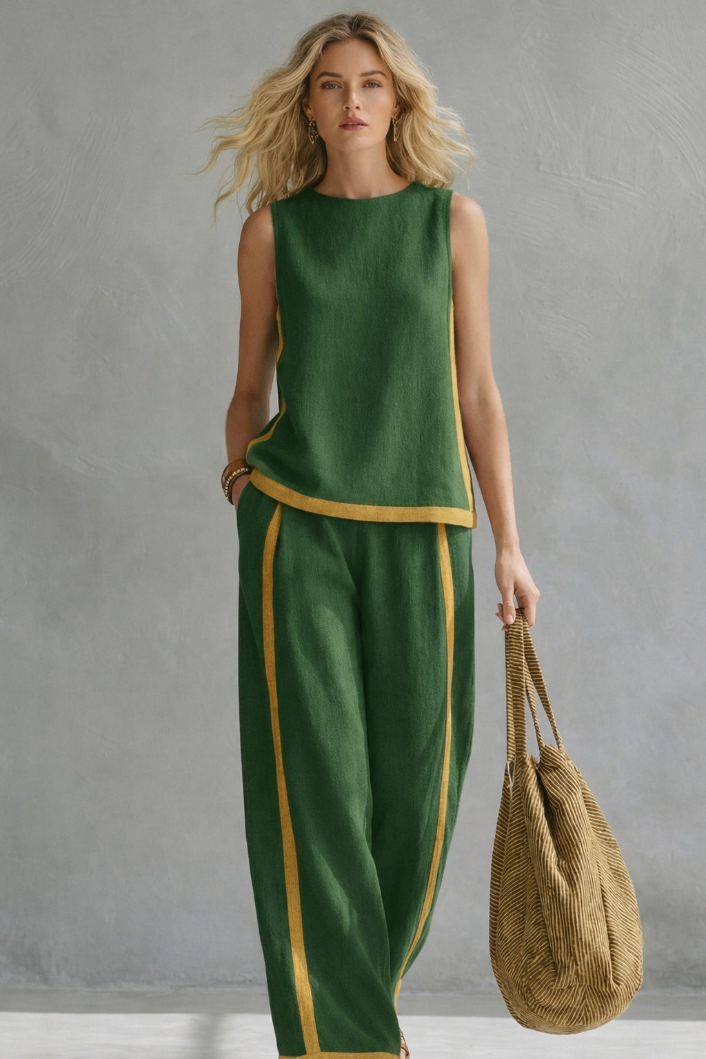 Women’s Pant Set with Contrast Trim