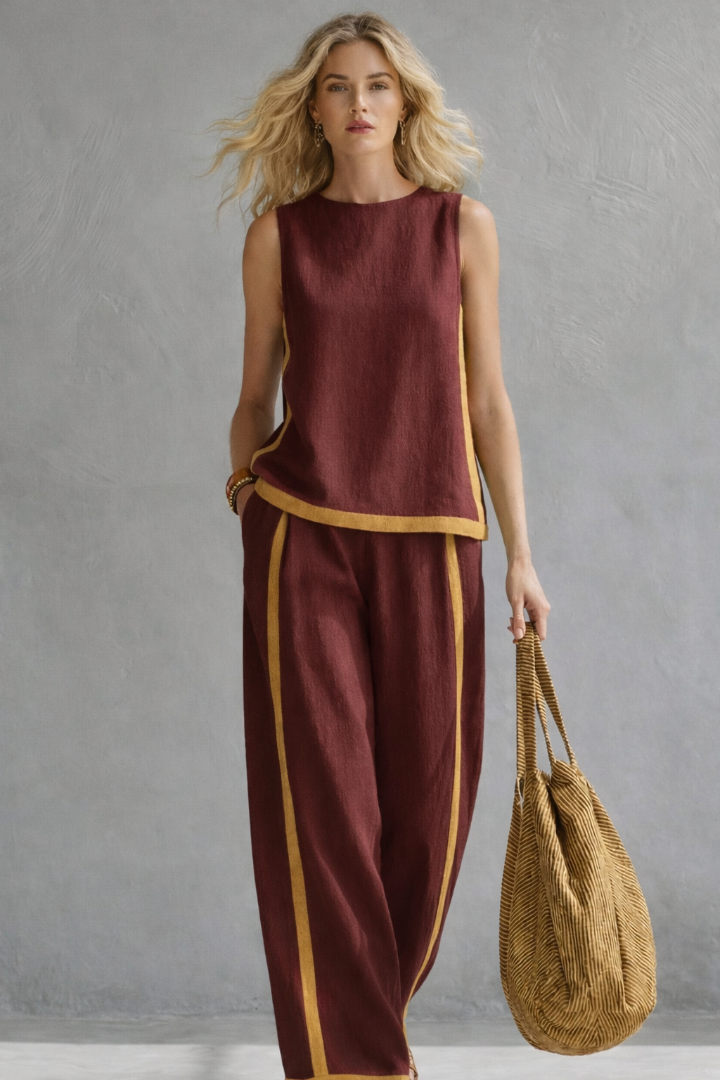 Women’s Pant Set with Contrast Trim