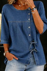 Women’s Square Neck Button Front Blouse