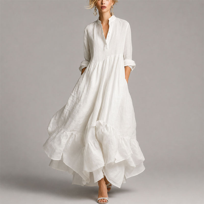 Women’s Ruffle Hem Maxi Shirt Dress