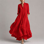 Women’s Ruffle Hem Maxi Shirt Dress