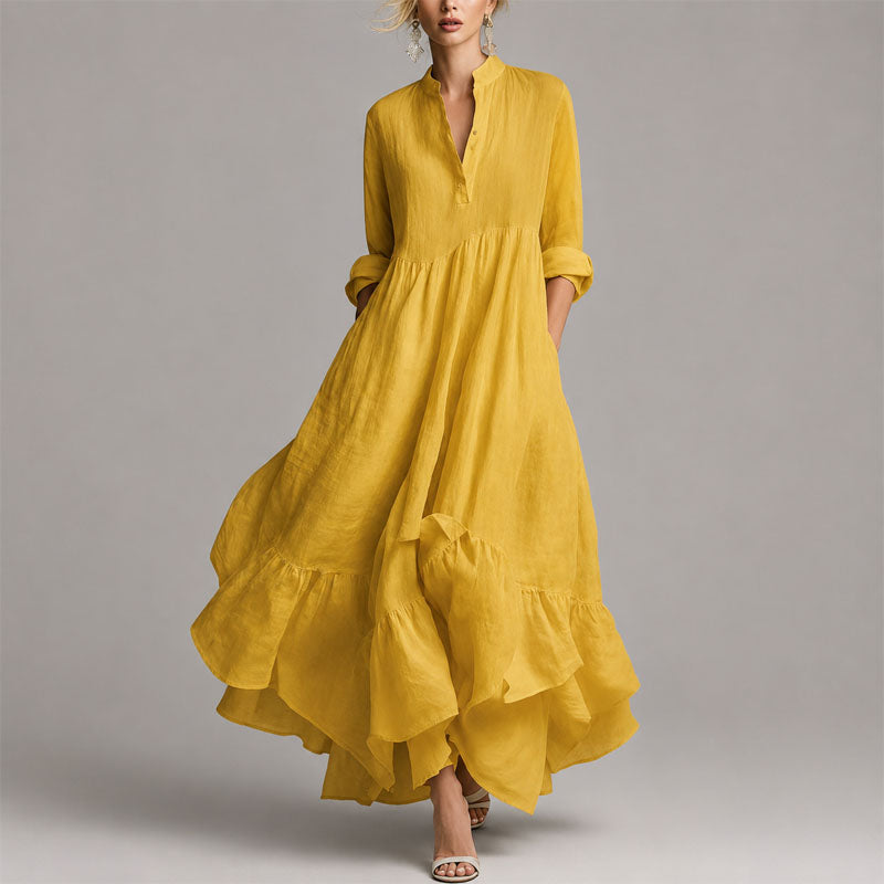 Women’s Ruffle Hem Maxi Shirt Dress
