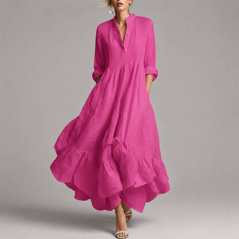 Women’s Ruffle Hem Maxi Shirt Dress