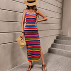 Women’s Geometric Print Fitted Maxi Dress