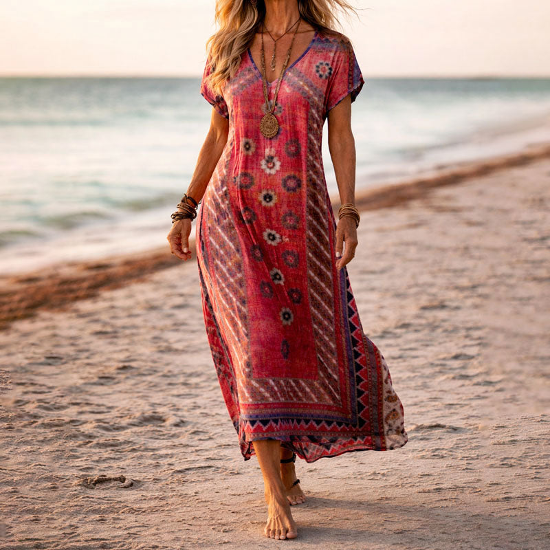Women’s V-Neck Floral Maxi Dress