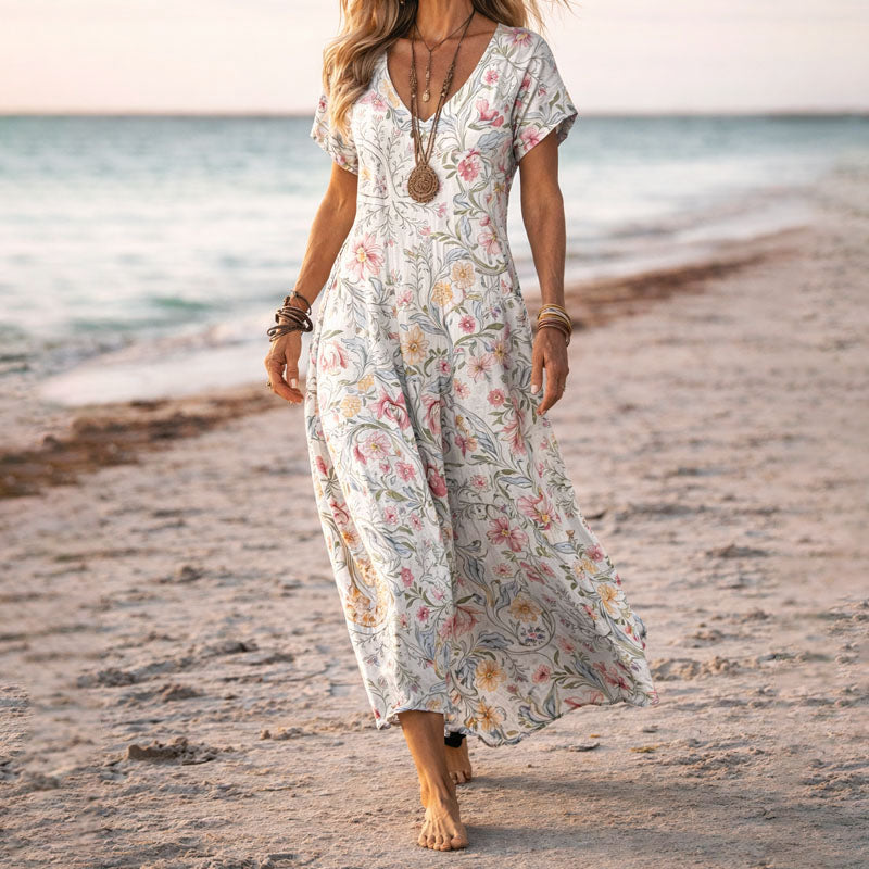 Women’s V-Neck Floral Maxi Dress