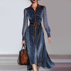 Women’s Leopard Print Midi Shirt Dress