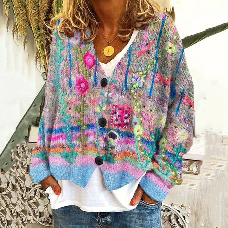 Women’s Colorful Oversized Button Cardigan