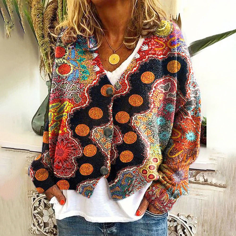 Women’s Colorful Oversized Button Cardigan