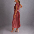 Women’s Pleated Flowy V-Neck Dress