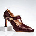 Women’s Croc-Embossed T-Strap Pumps
