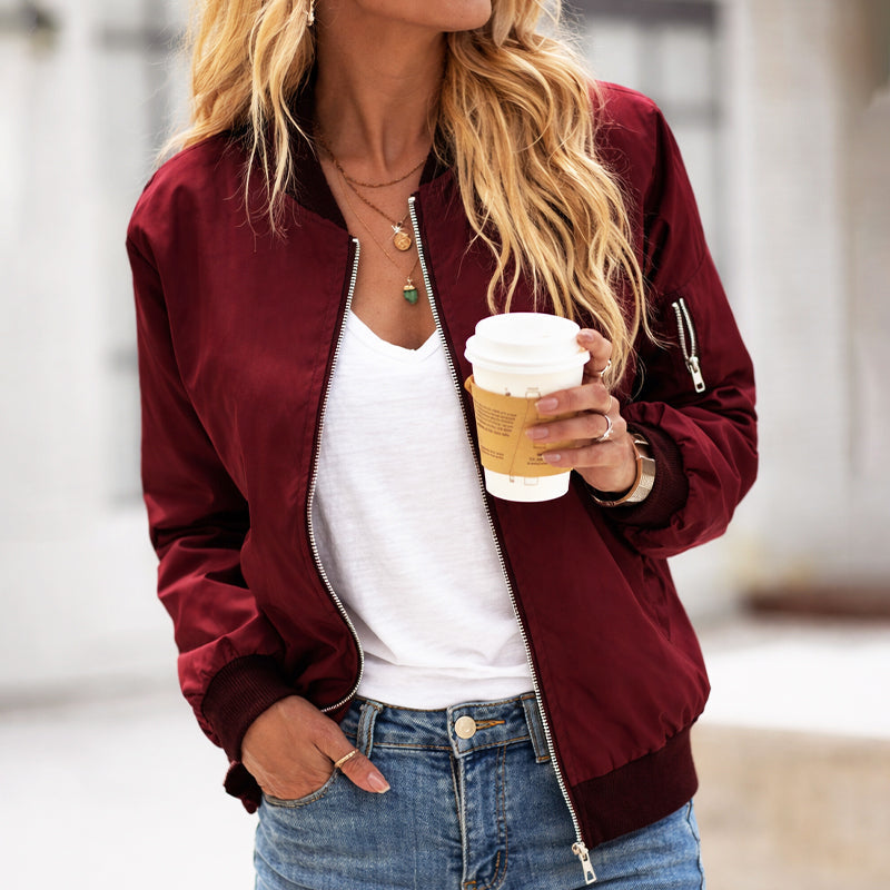 Women’s Casual Zip-Up Bomber Jacket