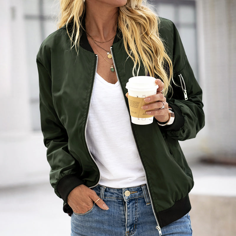 Women’s Casual Zip-Up Bomber Jacket