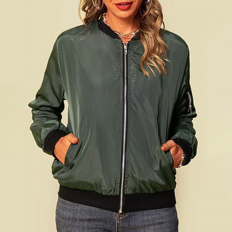 Women’s Casual Zip-Up Bomber Jacket