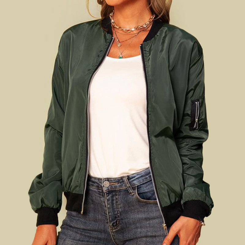 Women’s Casual Zip-Up Bomber Jacket