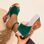 Women’s Printed Platform Wedge Slide Sandals