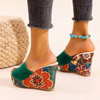 Women’s Printed Platform Wedge Slide Sandals