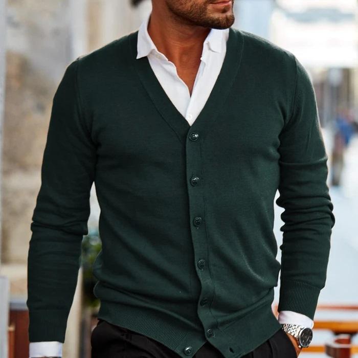 Men's V-Neck Button-Front Cardigan