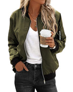Women's Bomber Jacket with Sleeve Zip Detail