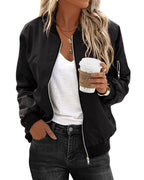 Women's Bomber Jacket with Sleeve Zip Detail