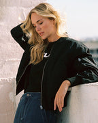 Women's Bomber Jacket with Sleeve Zip Detail