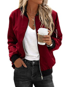 Women's Bomber Jacket with Sleeve Zip Detail