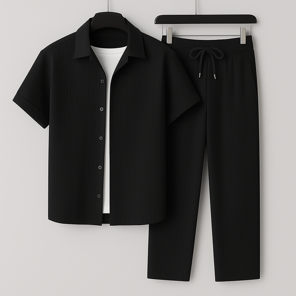 Men’s Textured Shirt and Pants Set