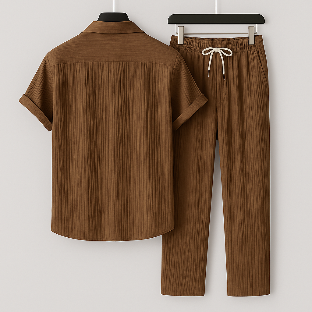 Men’s Textured Shirt and Pants Set