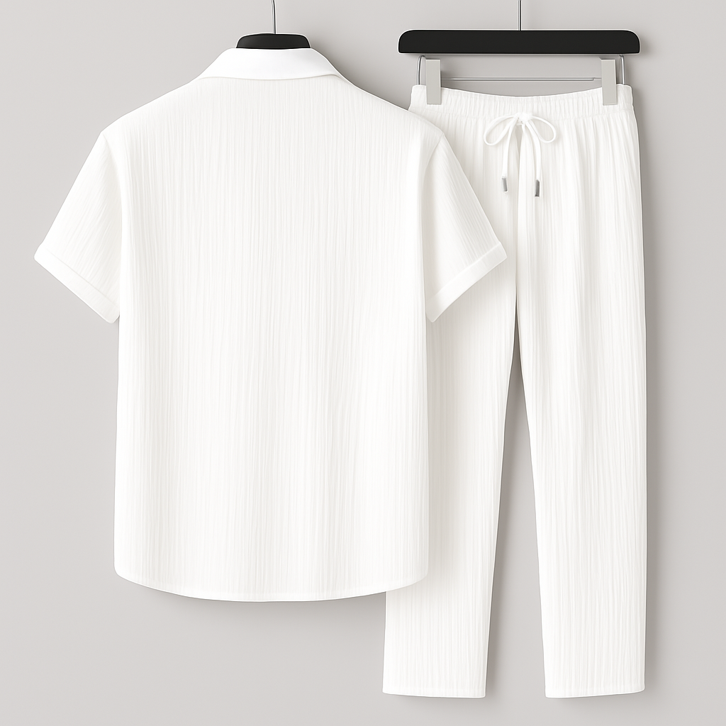 Men’s Textured Shirt and Pants Set
