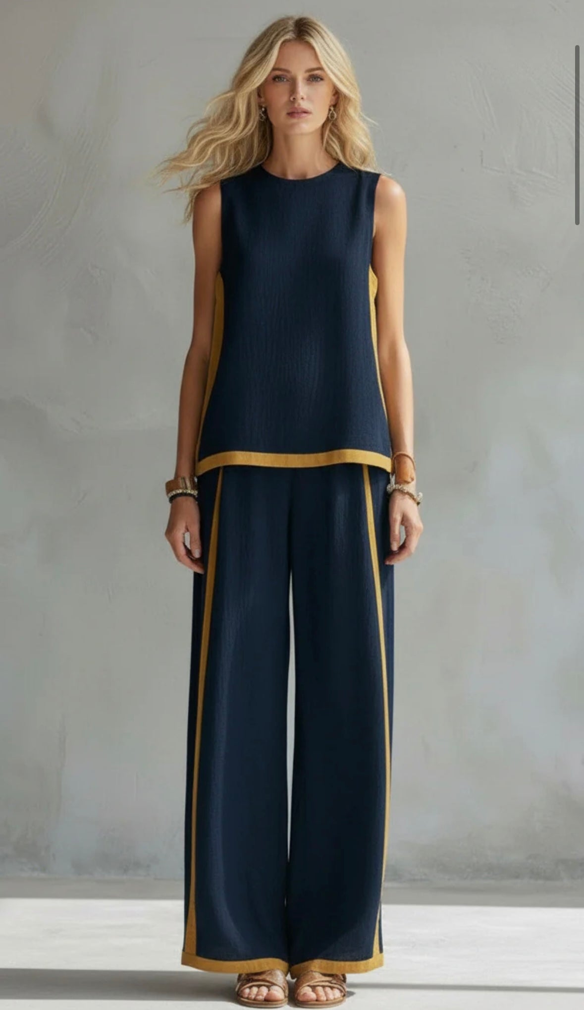 Women's Contrast Trim Pant Set