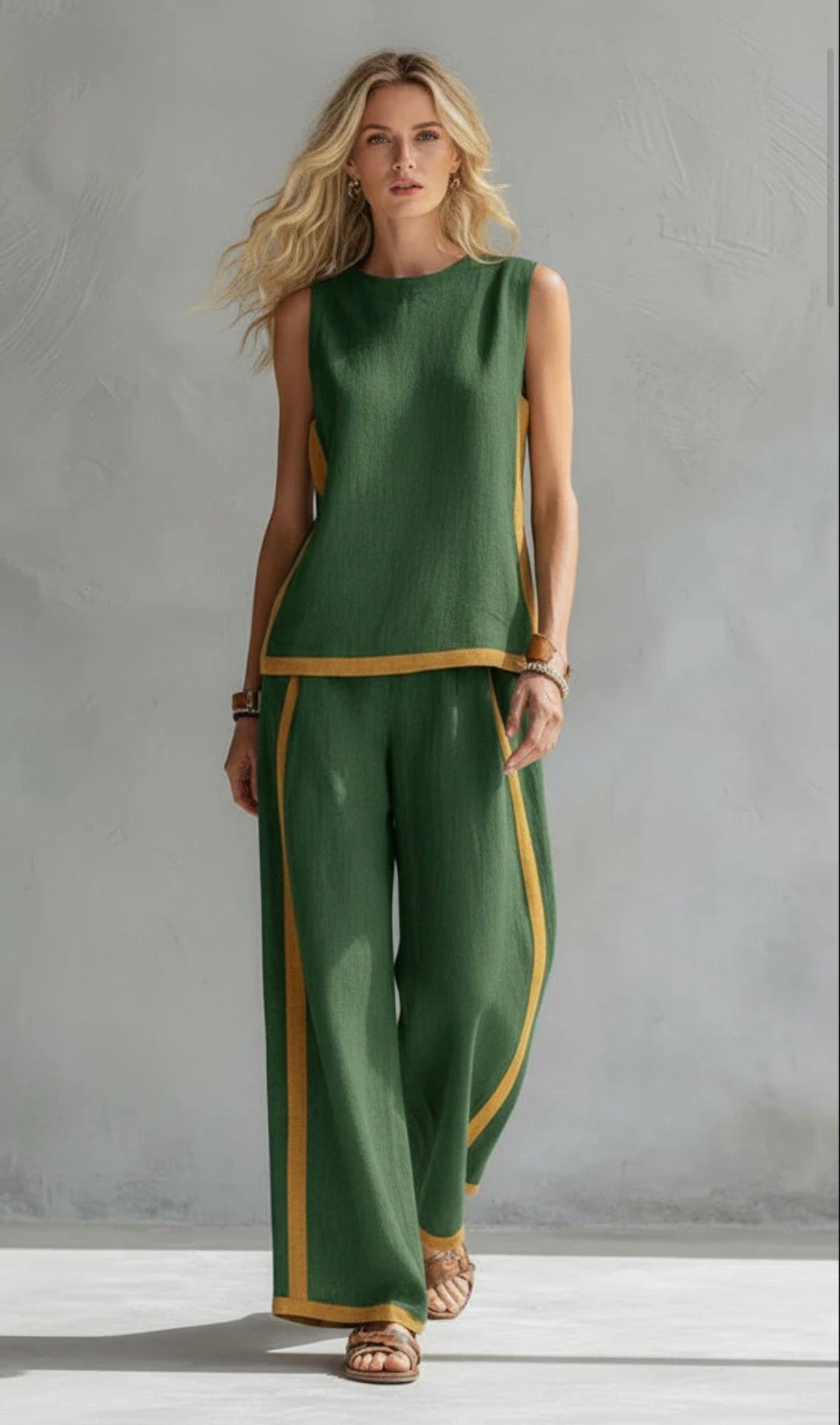 Women's Contrast Trim Pant Set