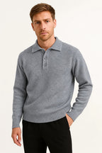Men’s Long Sleeve Knit Polo Sweater