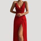Women’s Cowl Neck Slit Maxi Dress
