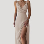 Women’s Cowl Neck Slit Maxi Dress