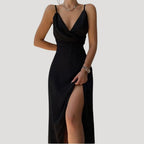 Women’s Cowl Neck Slit Maxi Dress