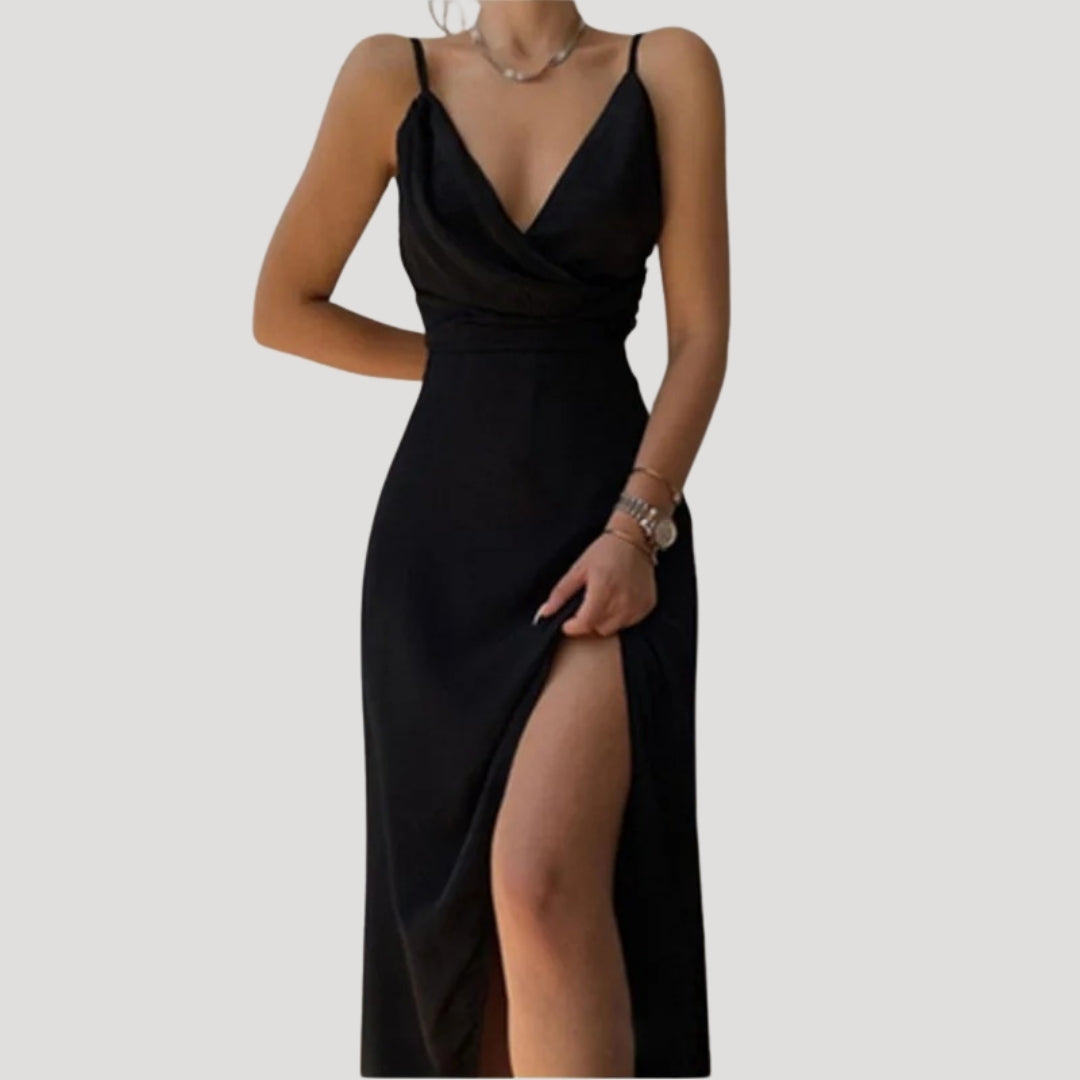 Women’s Cowl Neck Slit Maxi Dress
