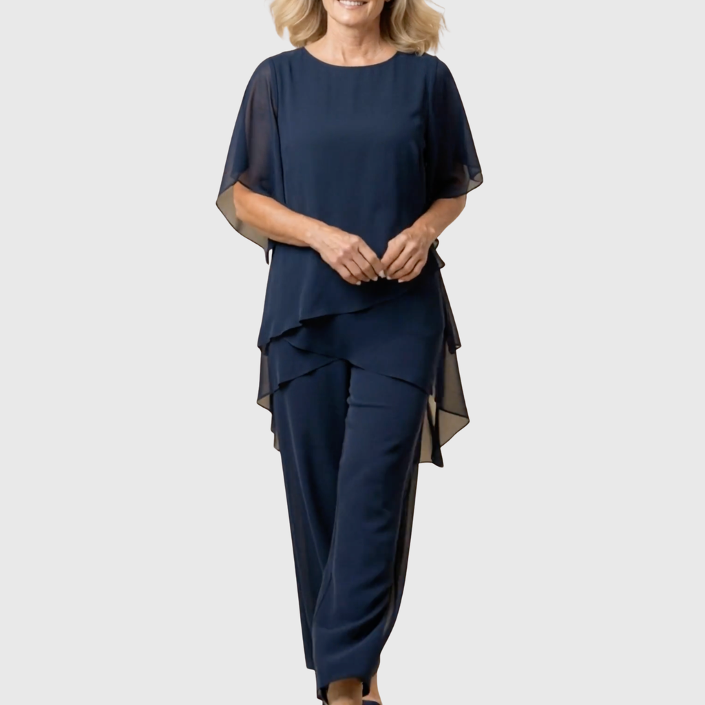 Women’s Layered Top and Wide-Leg Pant Set