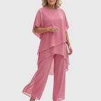 Women’s Layered Top and Wide-Leg Pant Set