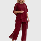 Women’s Layered Top and Wide-Leg Pant Set