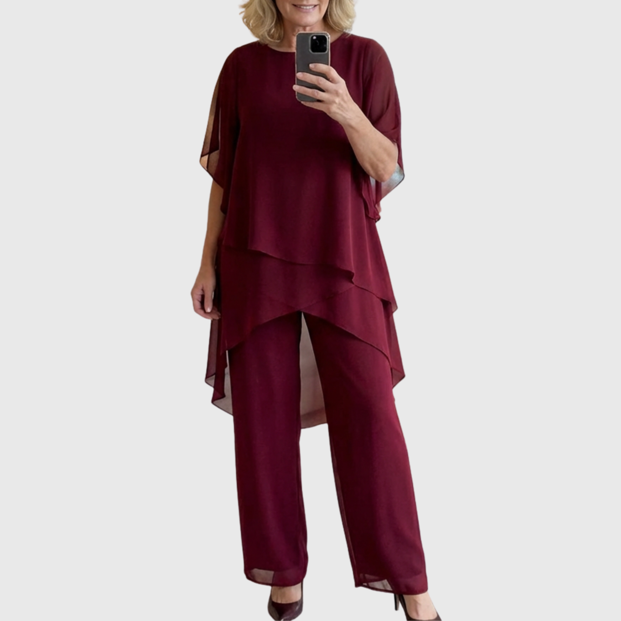 Women’s Layered Top and Wide-Leg Pant Set